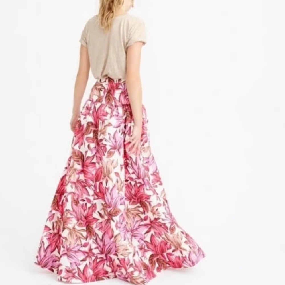 J.Crew Collection painted floral tulle lined ball skirt pink brown flowers Sz 4